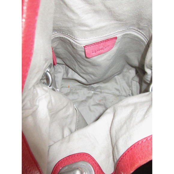 Kipling Medium Size Red Nubuck Leather Hobo Shoulder Handbag - Picture 11 of 12